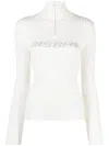 Misbhv White Knitted Quarter-zip Ski Turtleneck In White Browns