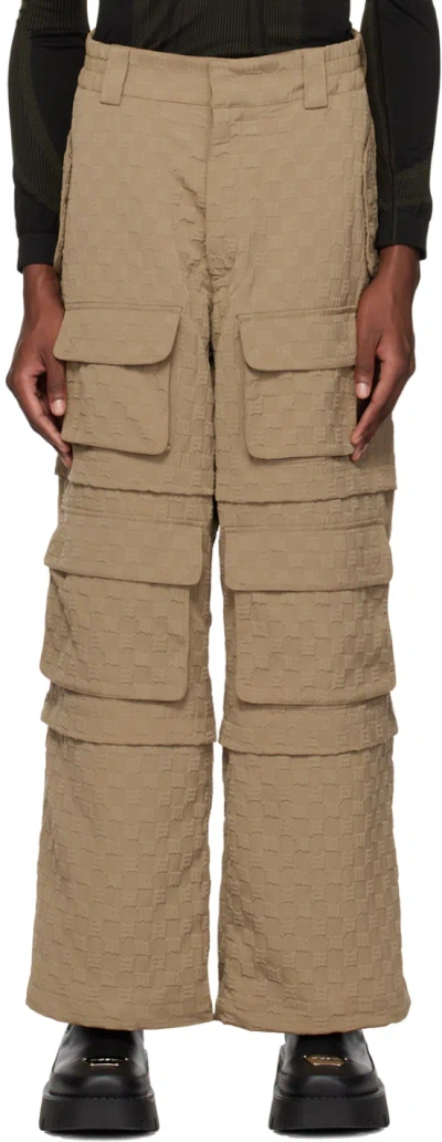 Misbhv Taupe Jordan Barrett Edition Embossed Cargo Pants In Olive