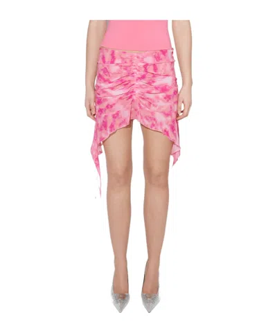 Misbhv Tie-dye Chiffon Miniskirt In Rosa