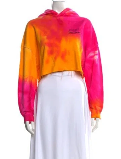 Pre-owned Misbhv Tie-dye Print Crew Neck Crop Top In Orange