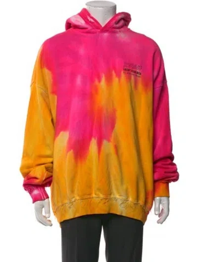 Pre-owned Misbhv Tie-dye Print Crew Neck Hoodie In Yellow