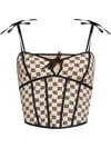 Misbhv Beige Monogram Coquette Corset Top In Beige E Nero