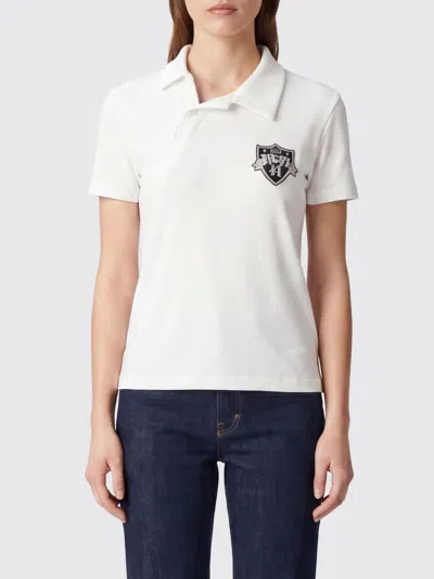 Misbhv Logo-patch Asymmetric-placket Polo Shirt In White