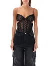 Misbhv Black Monogram Mesh Corset Top In Black