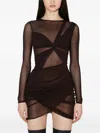 Misbhv Twist-front Mesh Mini Dress In Black