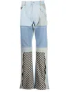 Misbhv Upcycled Monogram Jacquard Trousers In Blau