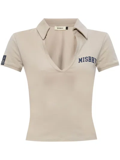Misbhv Beige Varsity V-neck Polo In White