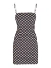 Misbhv Black & Beige Monogram Spaghetti Mini Dress In Black