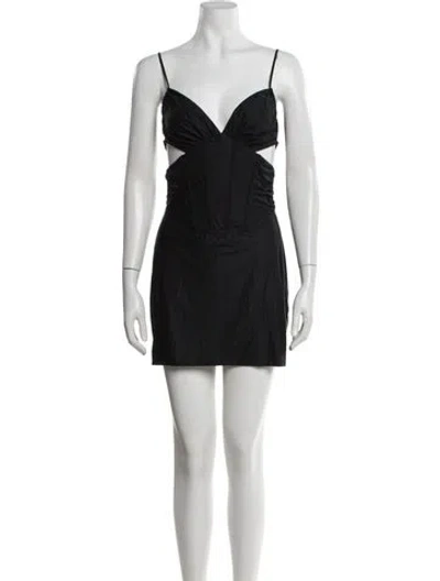 Pre-owned Misbhv V-neck Mini Dress In Black