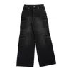 Misbhv Washed Denim Cargo Trouser In Black In Nero