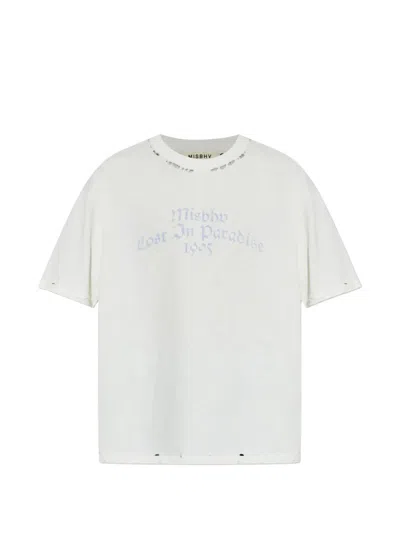 Misbhv 텍스트 프린트 티셔츠 In White