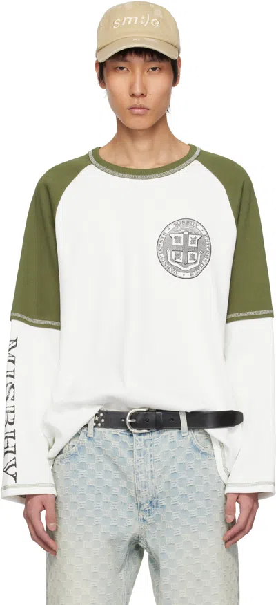 Misbhv White & Khaki Varsity 70's Longsleeve T-shirt