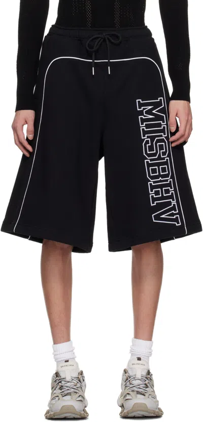 Misbhv Wide-leg French Terry Short In Black