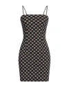 Misbhv Black & Beige Monogram Spaghetti Mini Dress In Black