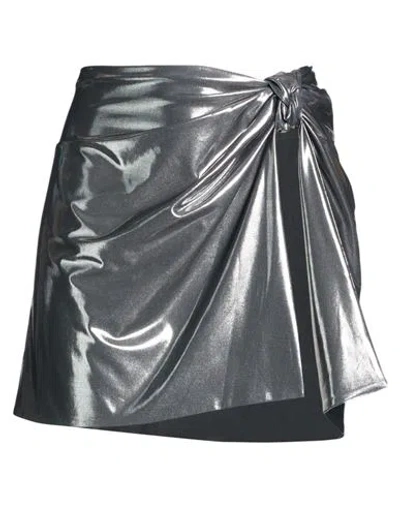 Misbhv Woman Mini Skirt Silver Size Xl Polyester, Elastane