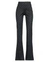 Misbhv All Over Monogram Slit Hem Flared Trousers In Black