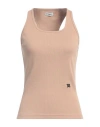 Misbhv Woman Tank Top Beige Size L Cotton, Elastane