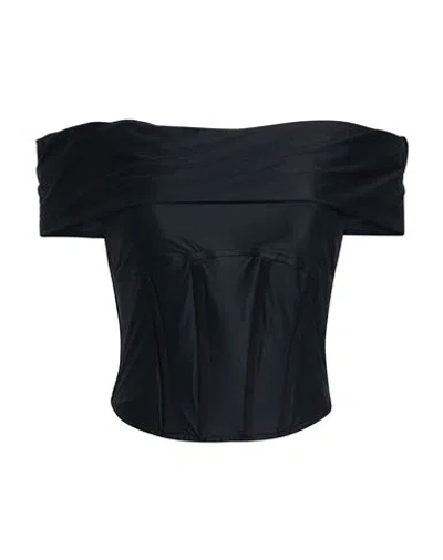 Misbhv Woman Top Black Size L Polyamide, Elastane In Blue