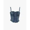 Misbhv Lara Laced Denim Corset In Malibu Blue