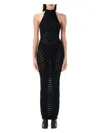 Misbhv Mesh Halter Neck Backless Maxi Dress In Black