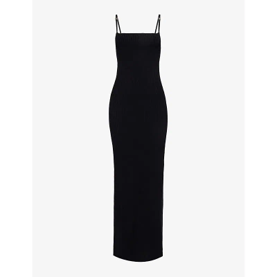 Misbhv Womens Black Sleeveless Split-hem Recycled Viscose-blend Maxi Dress