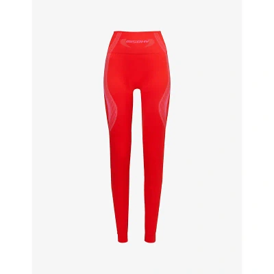 Misbhv Womens Coral Red Sport Logo-print Recycled Polyamide-blend Leggings