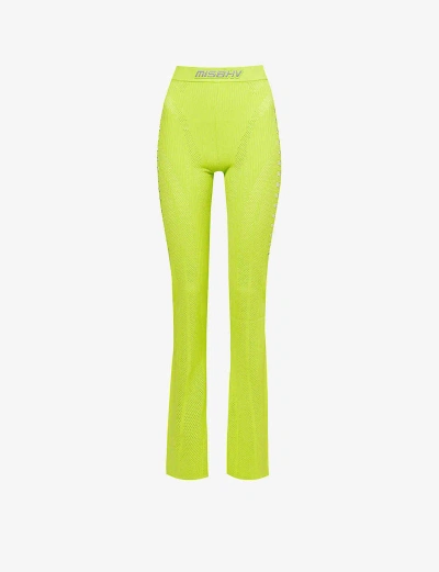 Misbhv Womens Lime Bianca Cut-out Recycled Viscose-blend Trousers