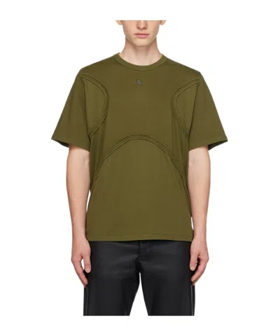 Misbhv X Decorative-stitch Cotton T-shirt In Grunge Olive