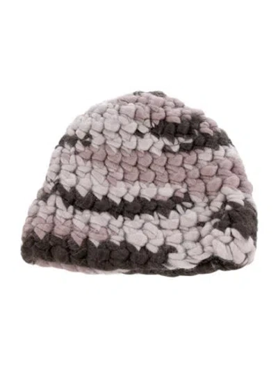 Pre-owned Mischa Lampert Braided Merino Wool Beanie In Purple