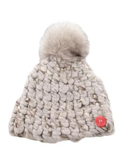 Pre-owned Mischa Lampert Merino Wool Knit Beanie In Neutral