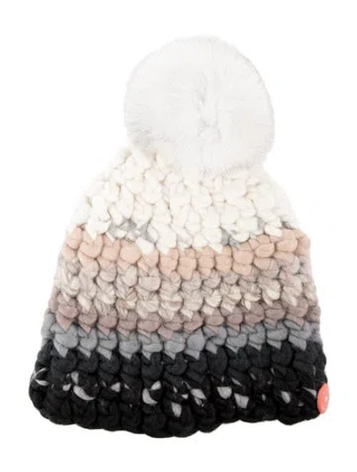 Pre-owned Mischa Lampert Pattern Print Merino Wool Winter Hat In Neutral