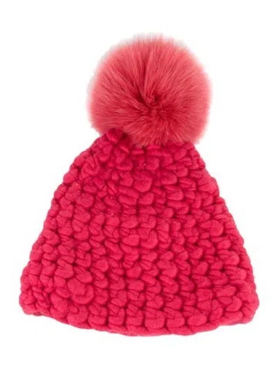 Pre-owned Mischa Lampert Pink Merino Woolen  Beanie Winter Hat