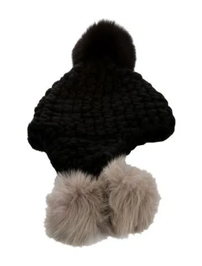 Pre-owned Mischa Lampert Wool-knit Beanie With Ear Flaps