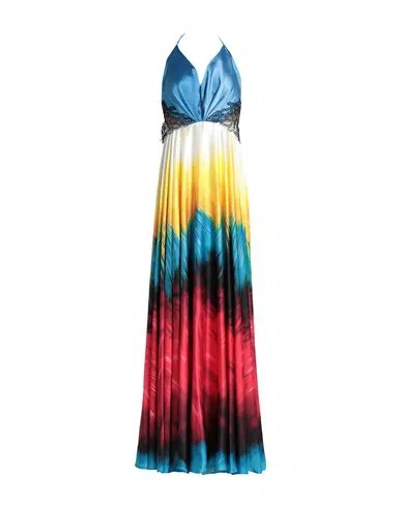 Mischalis Atelier Woman Maxi Dress Azure Size 10 Polyester In Blue