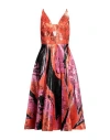 Mischalis Atelier Woman Midi Dress Orange Size 8 Pes - Polyethersulfone, Metallic Fiber In Orange