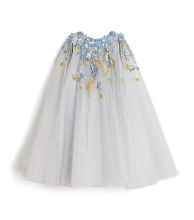 Mischka Aoki Kids' Tulle Embellished Dress In Blue