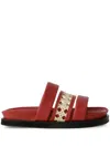 Misci Leather Flip Flops In Red