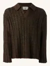 Misci Long Sleeve Polo Shirt In Brown