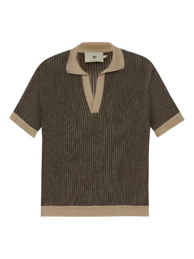 Misci Short Sleeve Polo Top In Brown
