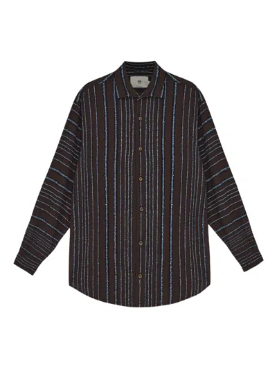 Misci Striped Shirt In Brown