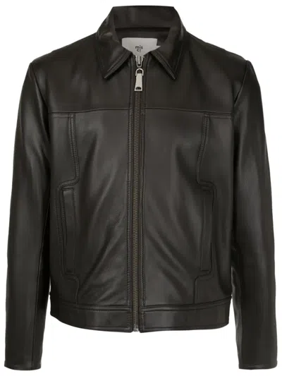 Misci Velô Zip-up Leather Jacket In Brown