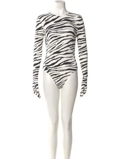 Pre-owned Miscreants Animal Print Crew Neck Bodysuit In White