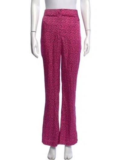 Pre-owned Miscreants Animal Print Flared Pants In Pink