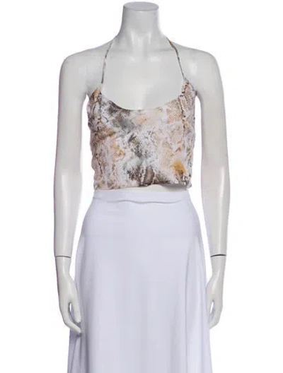 Pre-owned Miscreants Animal Print Halterneck Crop Top In Pink