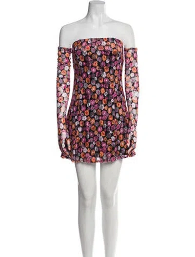 Pre-owned Miscreants Floral Print Mini Dress In Black