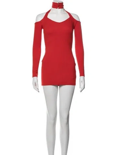Pre-owned Miscreants Halterneck Mini Dress In Red