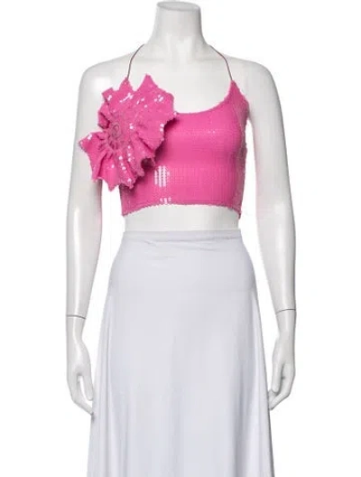 Pre-owned Miscreants Halterneck Sleeveless Crop Top In Pink