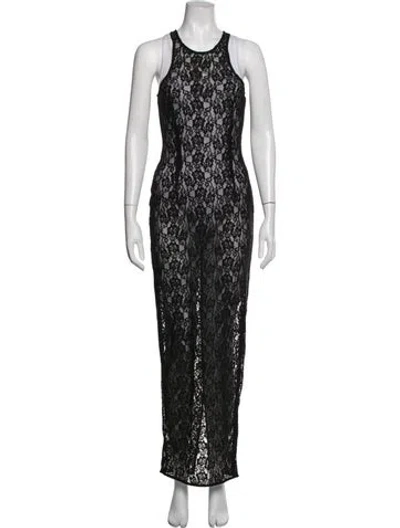 Pre-owned Miscreants Lace Pattern Long Dress In Black