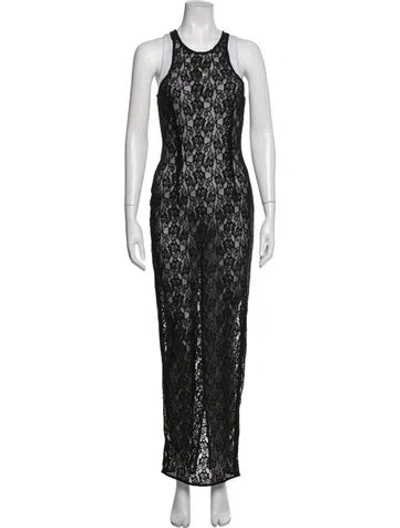Pre-owned Miscreants Lace Pattern Long Dress In Black