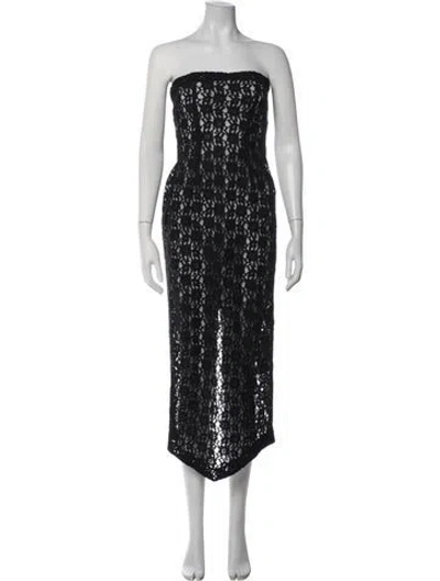 Pre-owned Miscreants Lace Pattern Midi Length Dress In Black
